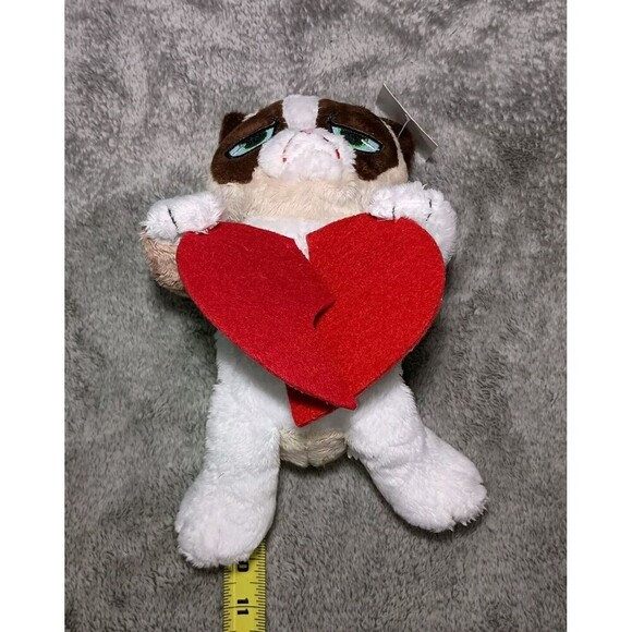 Grumpy Cat Plush Stuffed Animal Toy with Broken Heart Valentine's Day 9" - Picture 7 of 16